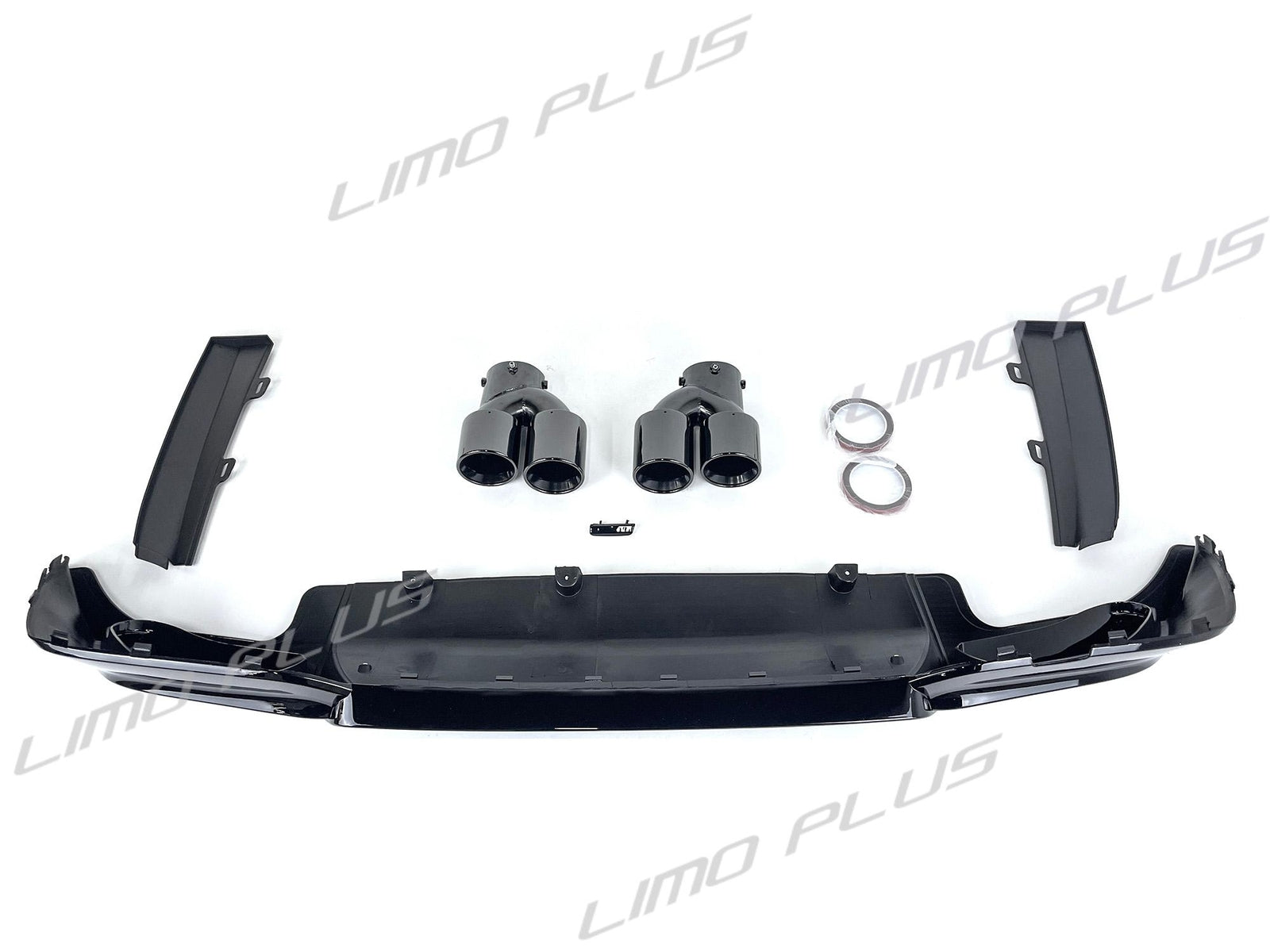 for BMW G20 320i 330i M340 2019-2022: Rear diffuser + black exhaust muffler head. Q