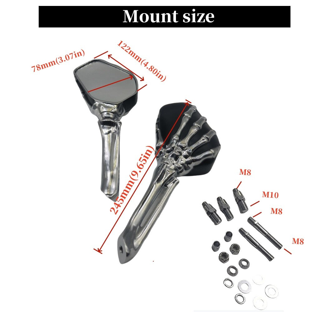 Black skull-patterned hand-side rearview mirror suitable for Harley-Davidson universal - n