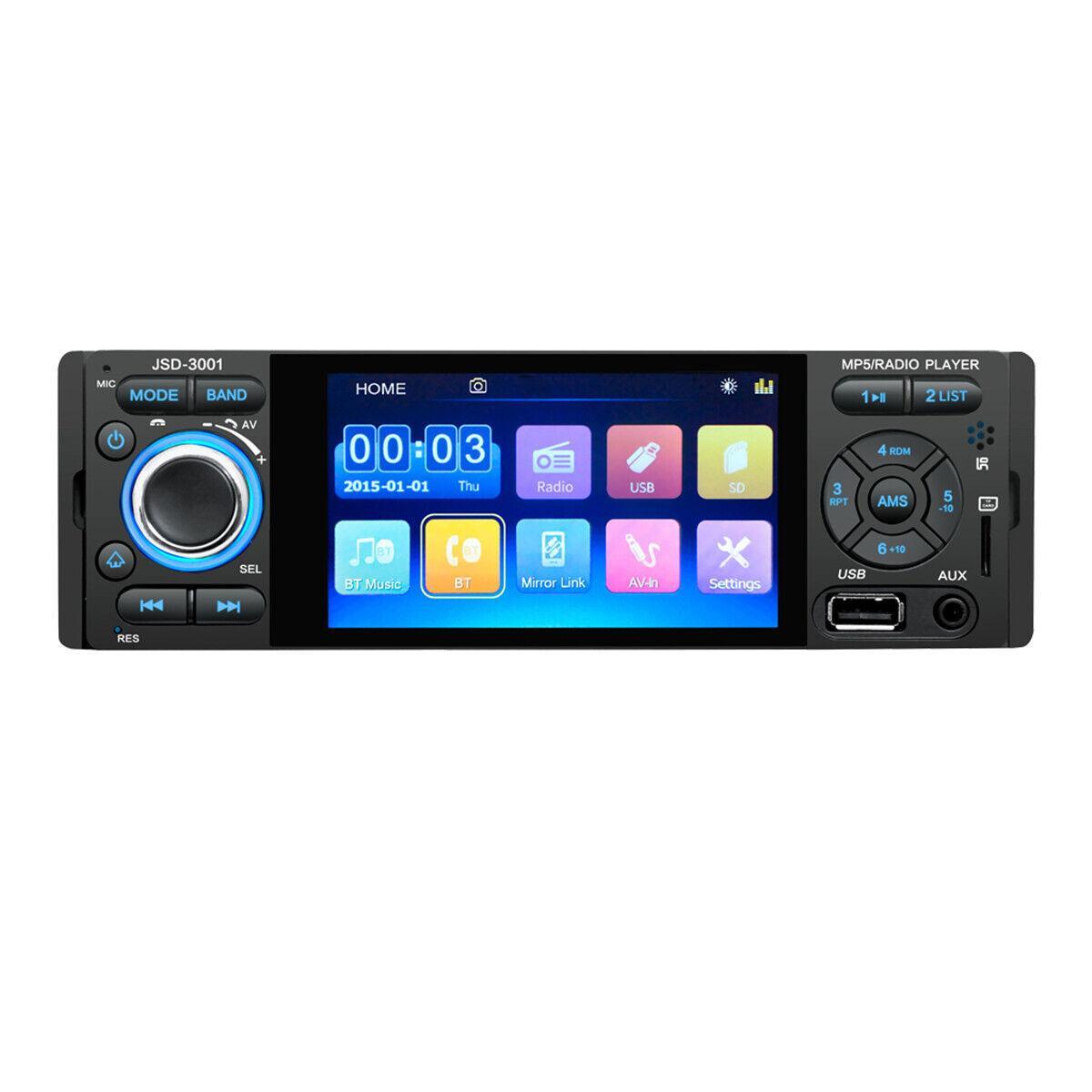 Car radio with 1DIN, 4.1-inch touchscreen MP5 player, audio mirror, stereo Bluetooth connection. n
