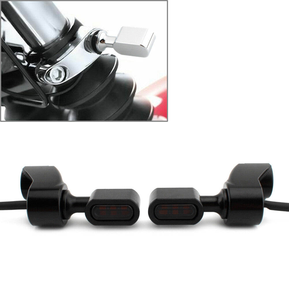 Front Fitk Turn Signal Indicator Light Lamp All Black Fit for Harley FXR 1987-2000 Q
