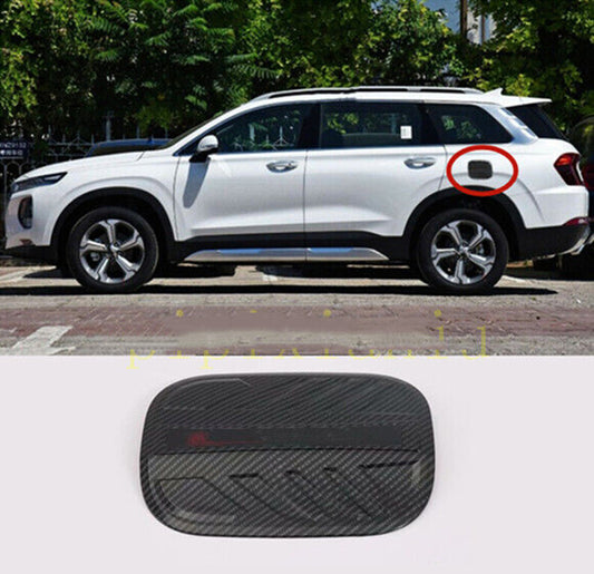 for Hyundai Santa Fe 19-22 Carbon Fiber Car Fuel Filler Cover Gas Tank Cap Trim