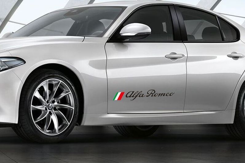 2-pack for Alfa Romeo car door sticker badges Julia Juliet 147 159 156 for Stelvio