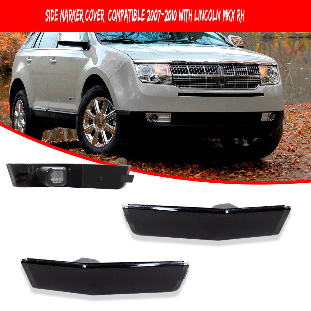 Smoked lens front bumper fender side marker light housing suitable for 07-10 for Lincoln MKX