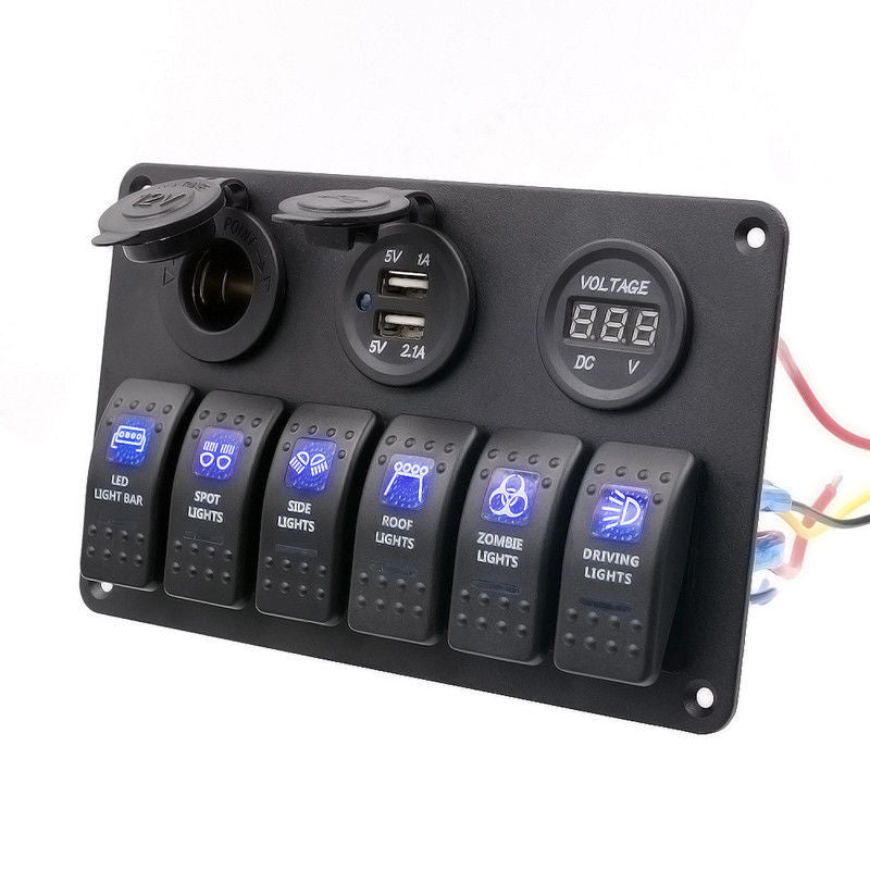 Rocker Button Digital Voltmeter Car USB Charger Cigarette Lighter Socket