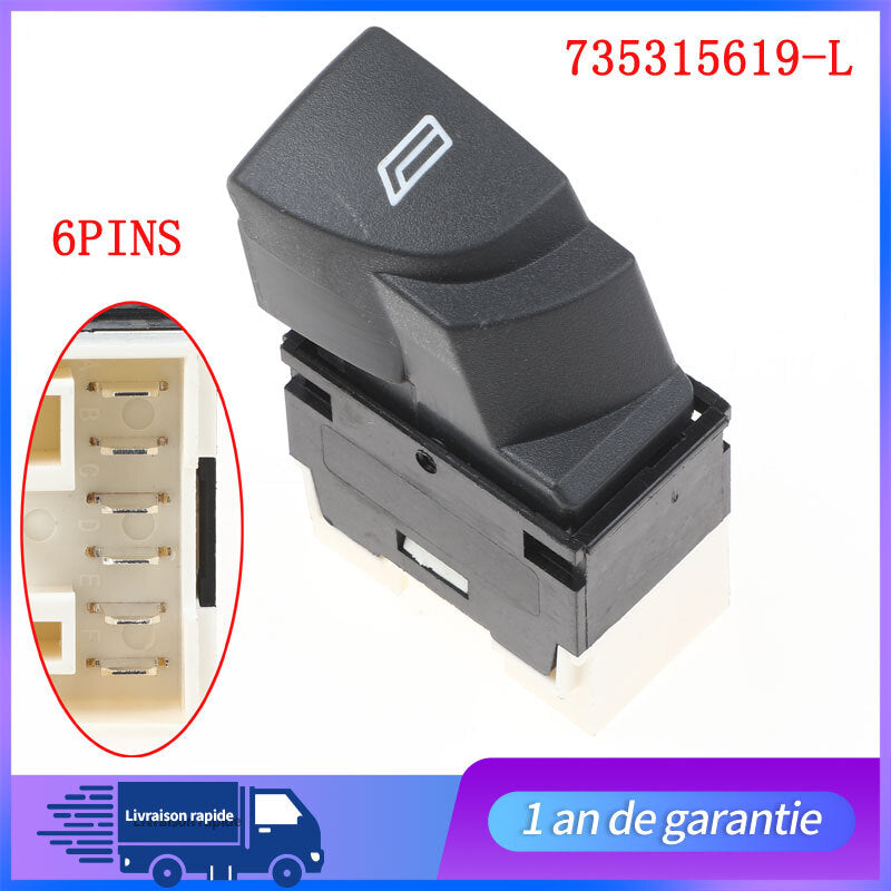 Commande Bouton Leve vitre pour JUMPER BOXER DUCATO 735315619, 6554.T3, 6554T3 n