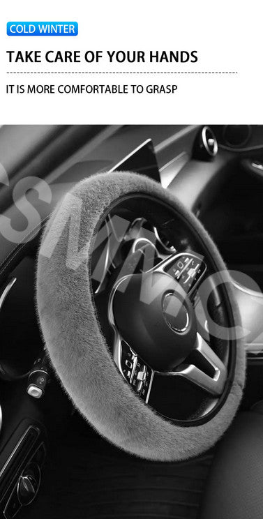 Plush Fluffy Car Steering Wheel Cover Protector Soft Winter Warmer Anti Slip