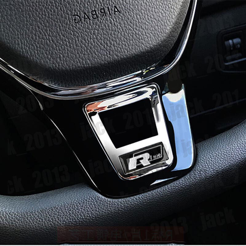 ABS Chrome R Steering Wheel Sequin Cover Trim for Volkswagen for VW T-ROC 2018-2022