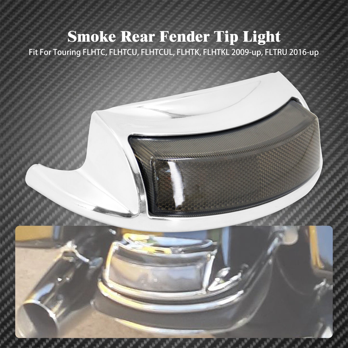 Rear Fender Smoke Len Tip Brake Light Fit for Harley Touring Ultra FLTRU 2016-UP