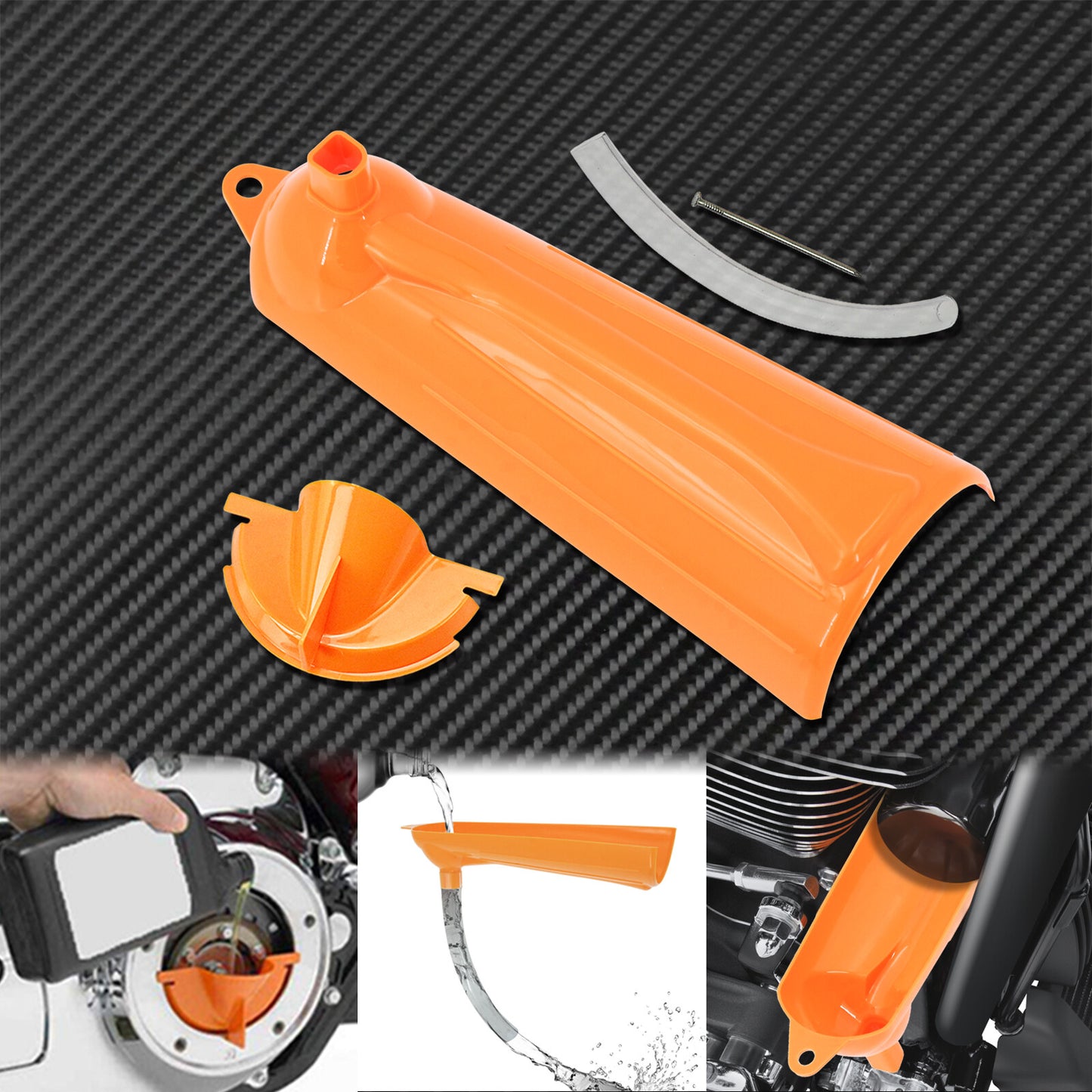 Primary Case + Transmission Crankcase Fill Oil Funnel Set Orange Fit For Touring Q