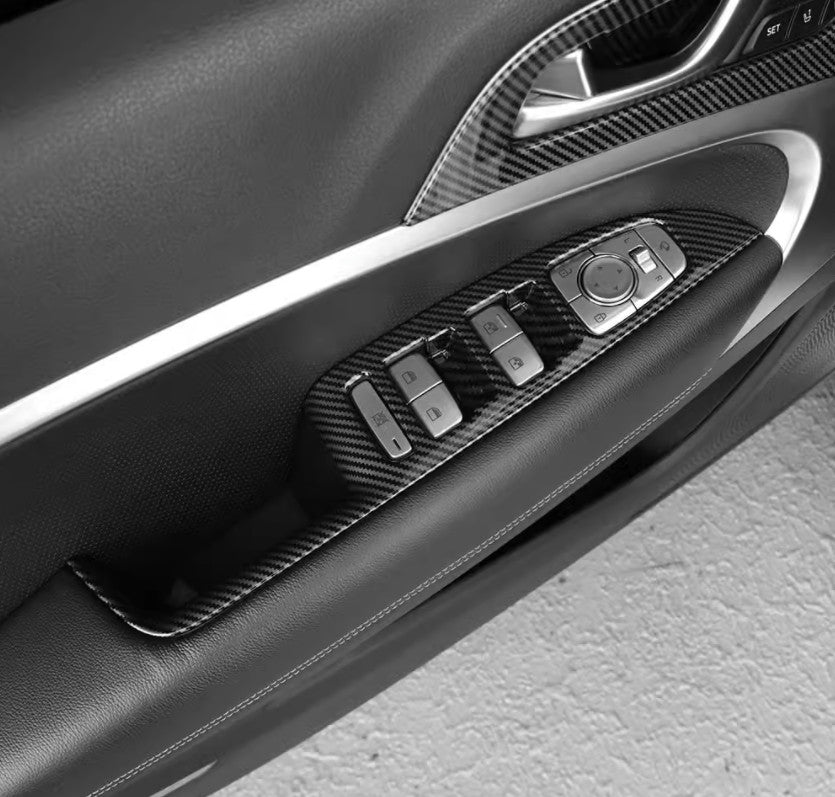 ABS Carbon Window Lock Lift Panel Trim Frame 4pcs for Genesis G70 2019-2023 n