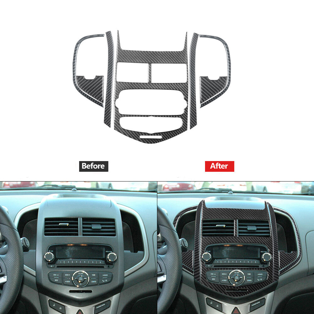 6Pcs Front Door + Window Control Panel Trim Carbon Fiber for Fiat 500L 2014-2017 v