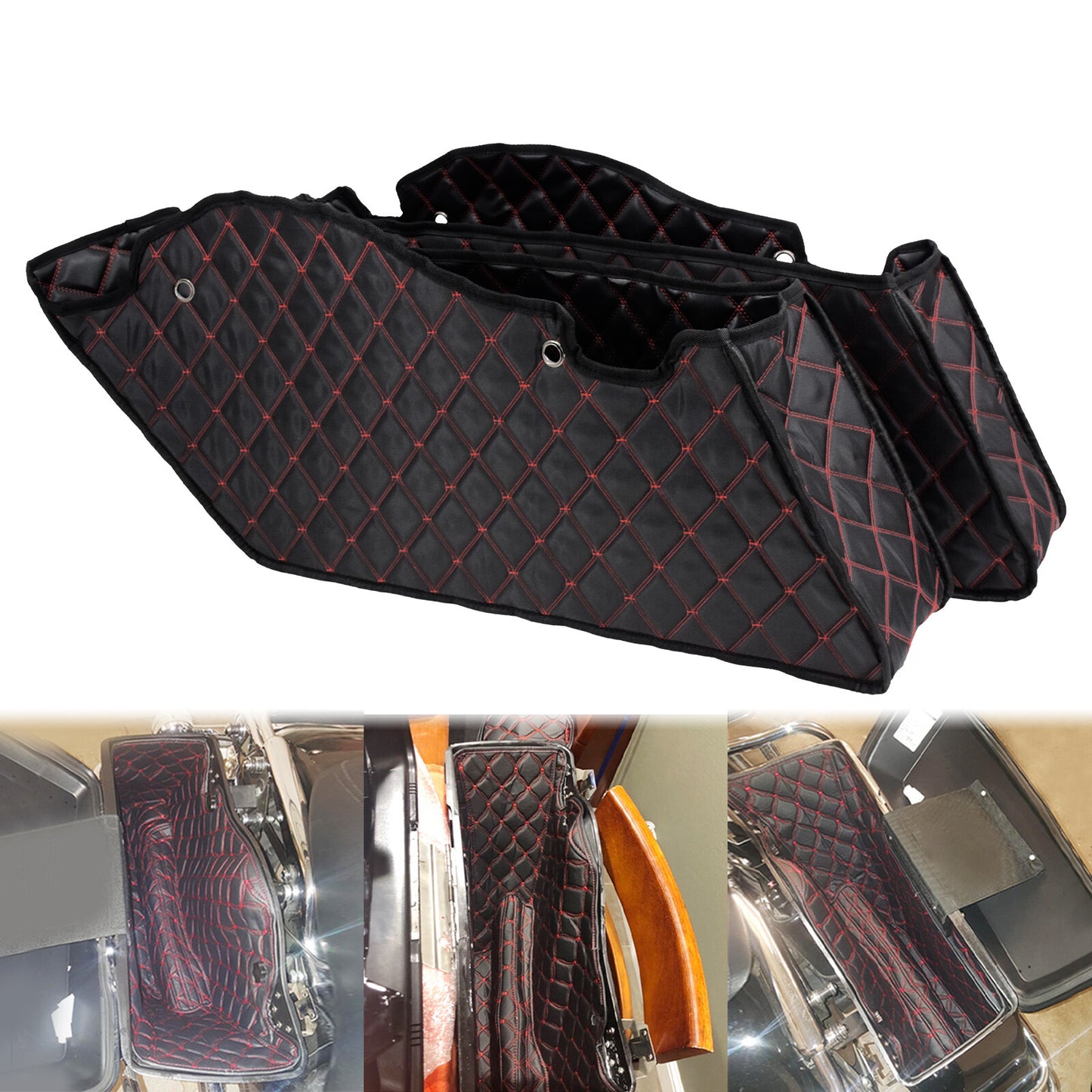 Saddlebag Stretched Bag Inserts Red Liners for Harley Road Electra Glide 14-2023