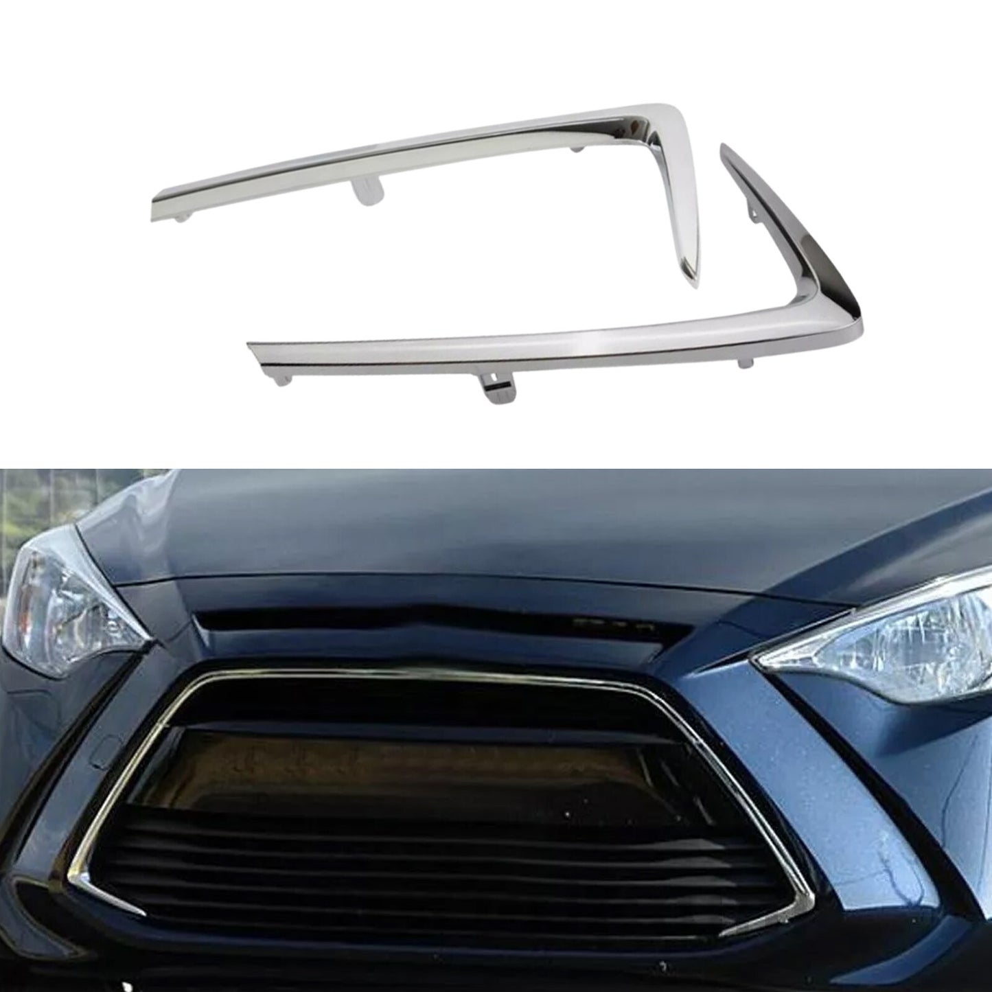 1Pair Car Front Grille Side Trim fit 2016-2020 for Toyota Yaris 2016 for Scion iA Chrozx