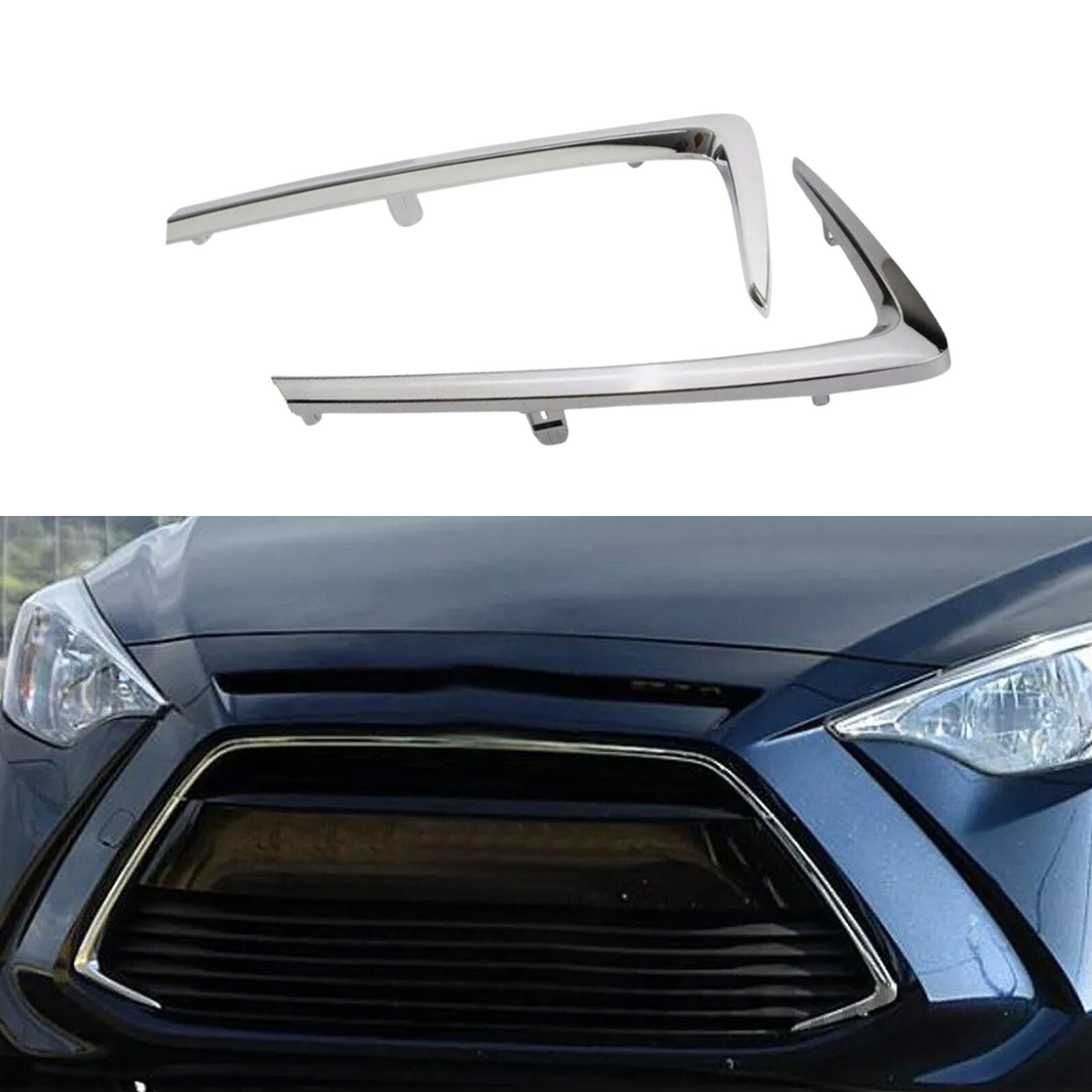 1Pair Car Front Grille Side Trim fit 2016-2020 for Toyota Yaris 2016 for Scion iA Chrozx
