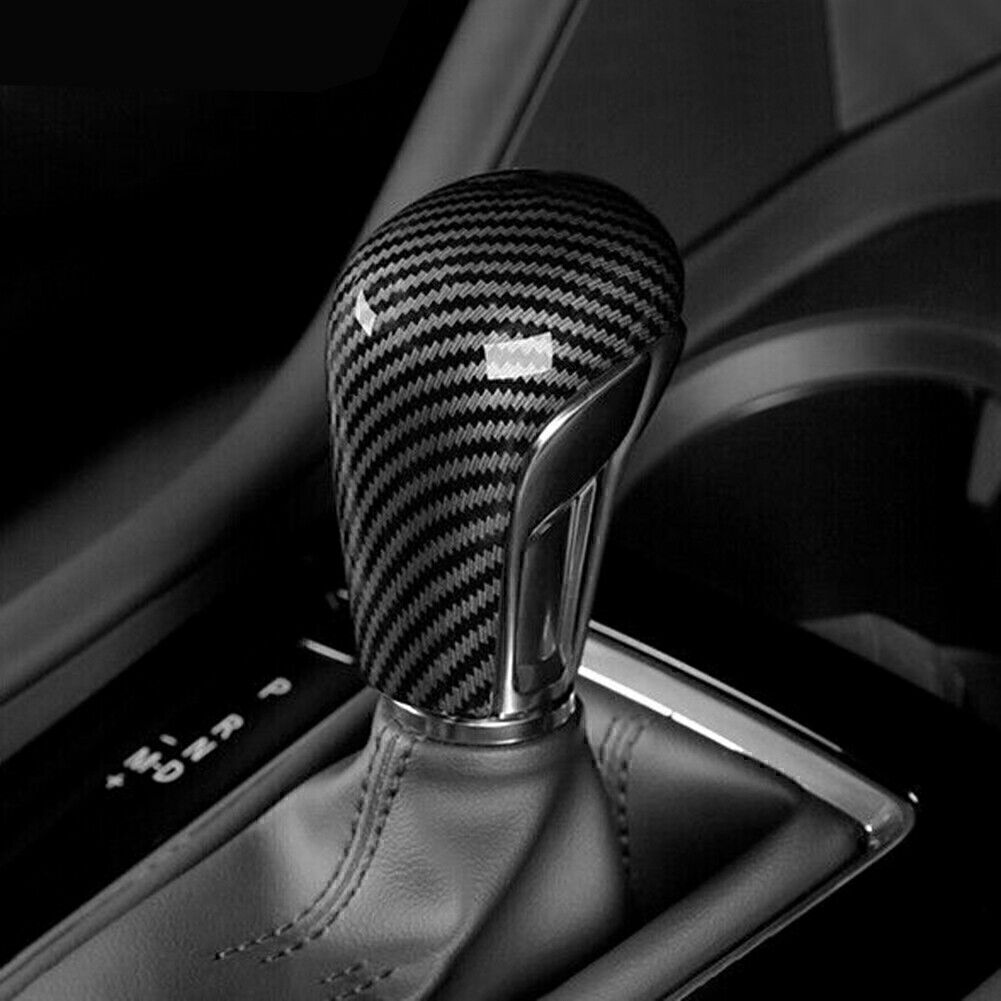 Carbon Fiber Style Console Gear Shift Knob Cover Trim Fit for Mazda 3 Axela 2020-21