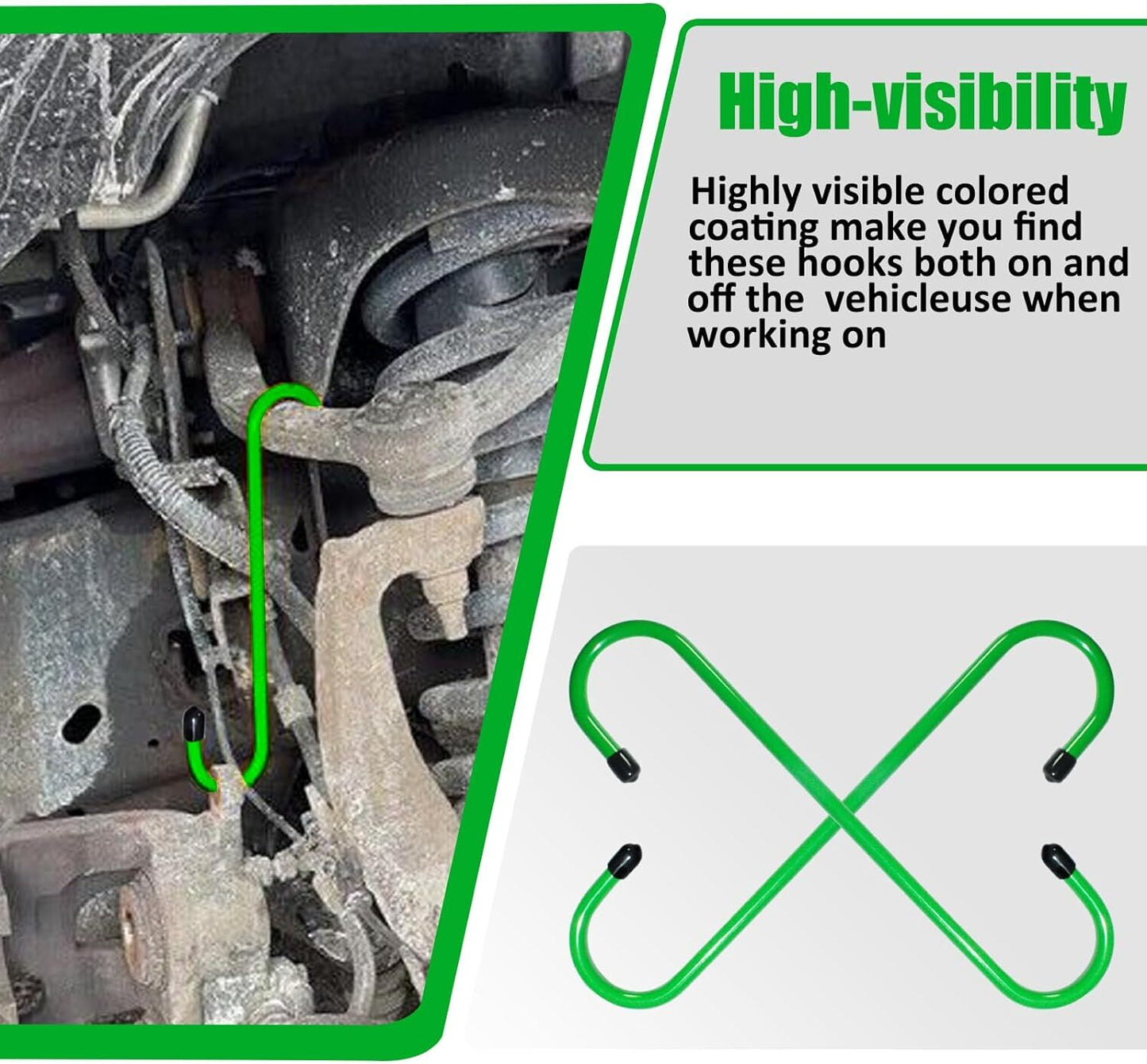 2Pcs Brake Caliper Hanger Hooks Powder Coated Steel Green (2 Piece Set)