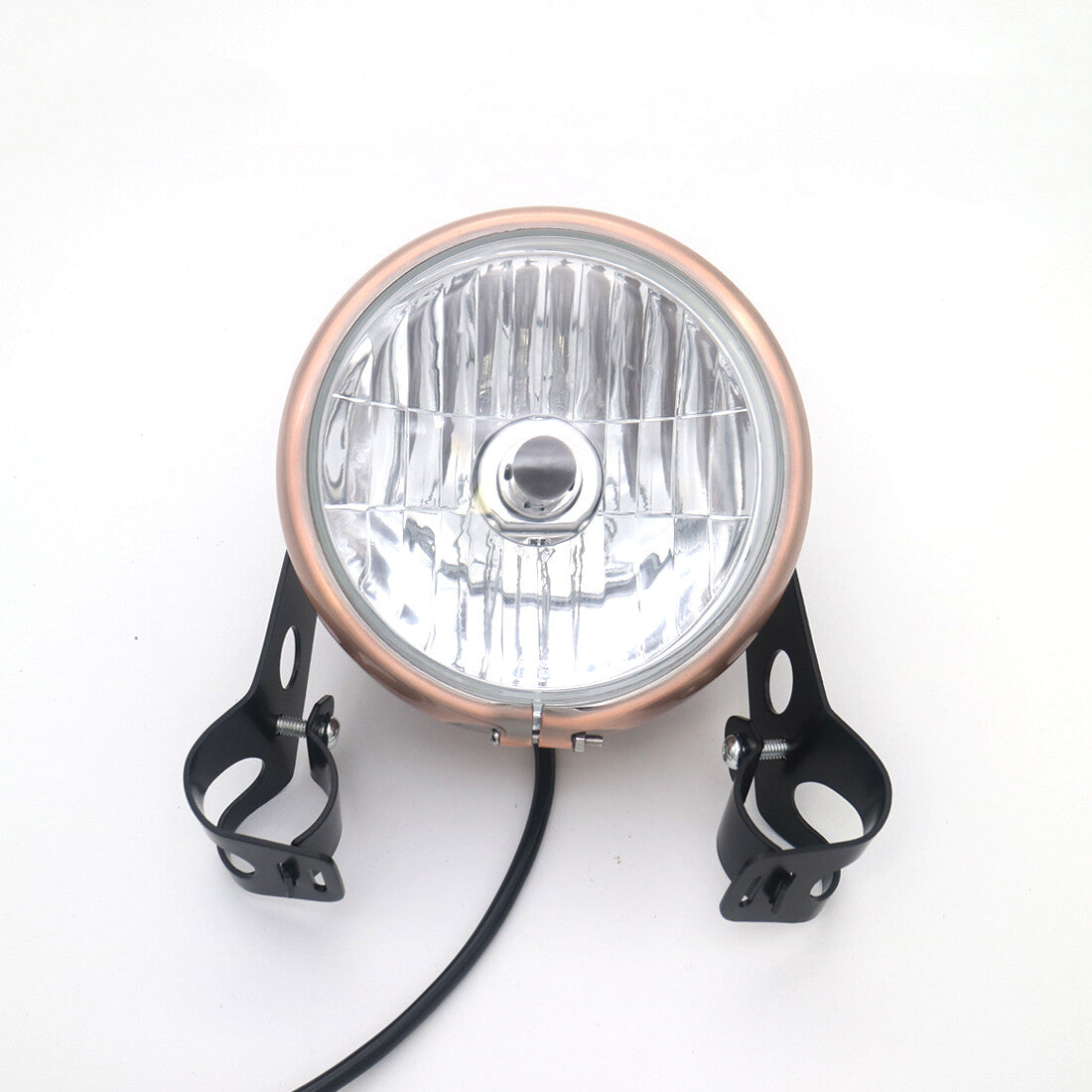 Retro Metal Copper Headlight W/ Side Mount Bracket For Cafe Racer Bobber Custom Q