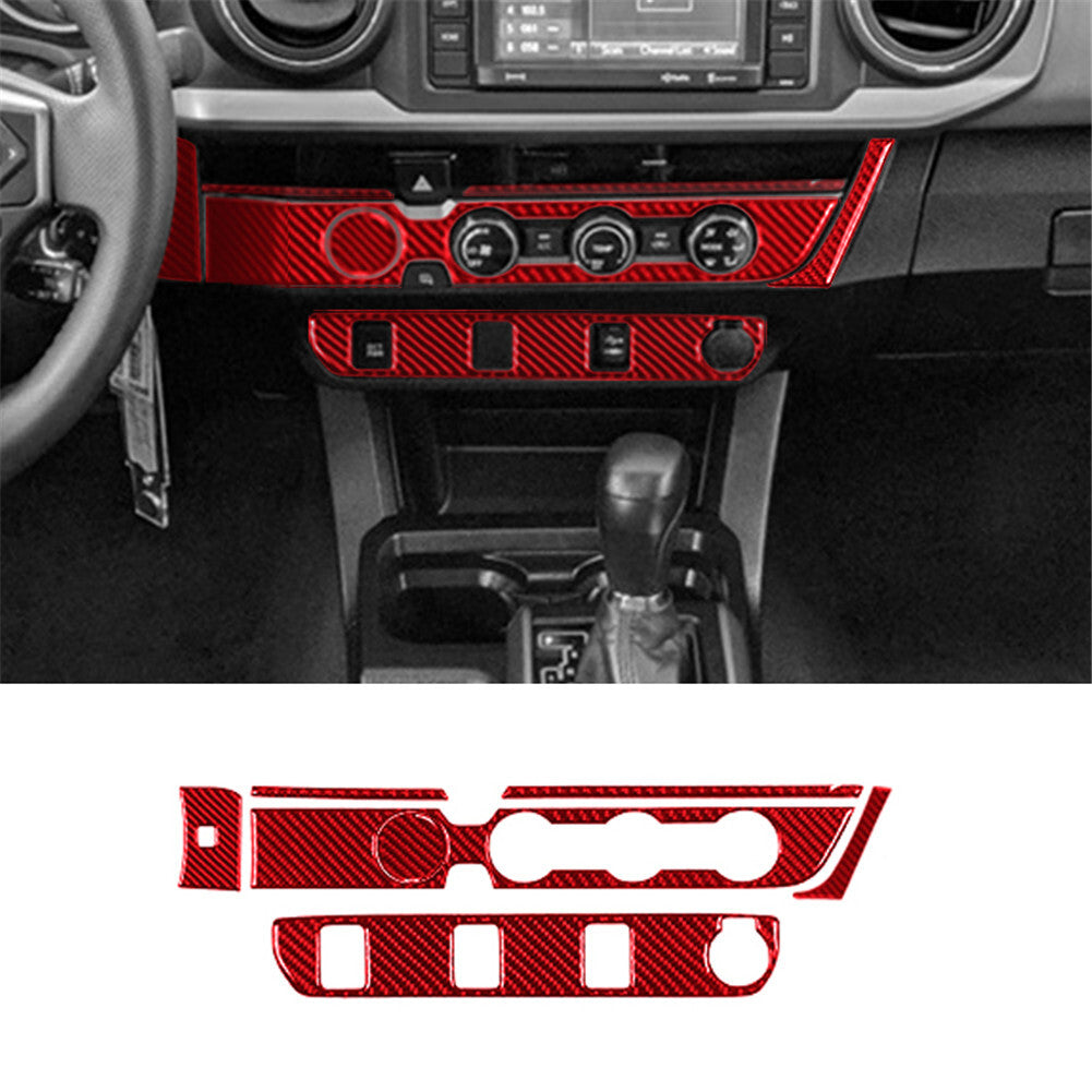 Red Carbon Fiber Front Door Control With Folding Trim Cover for KIA Sedona 15-16 v