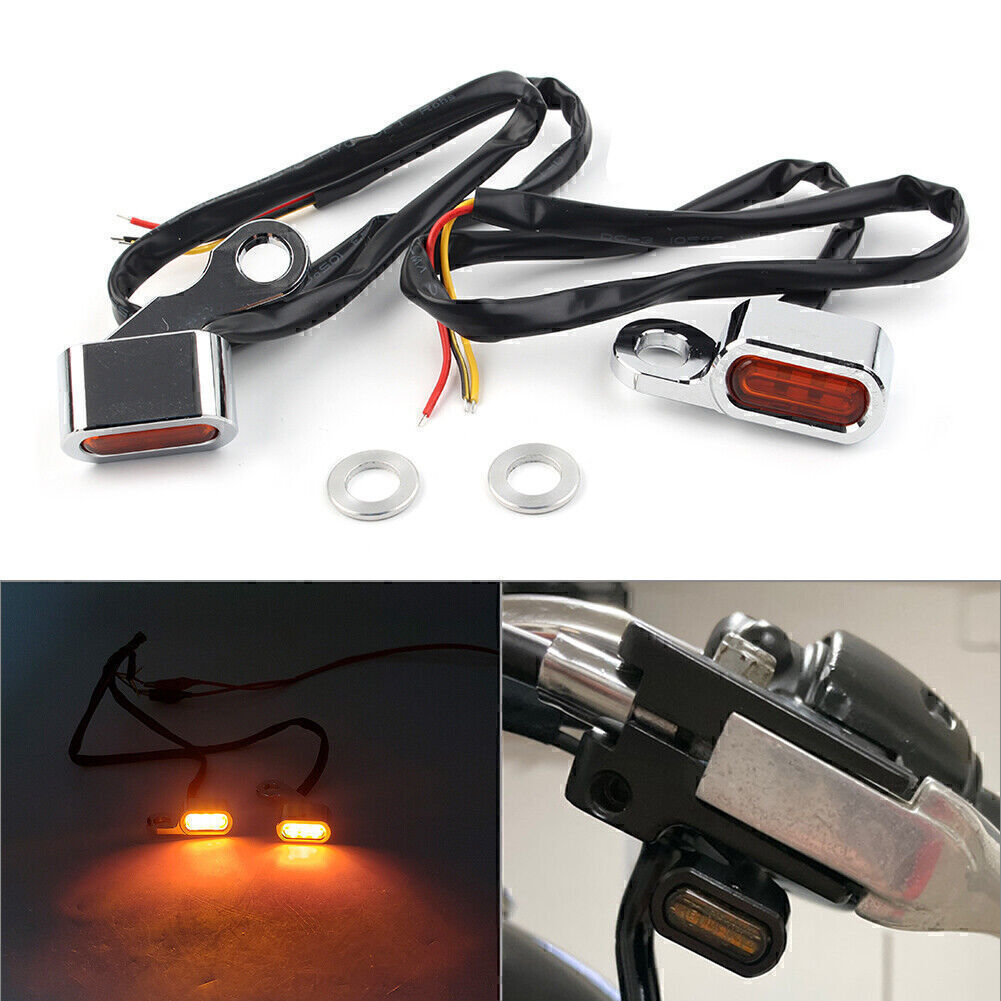 for Mini LED Turn Signal Indicator Amber Light Blinker Lamp Motorcycle Handlebar Kit Q