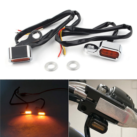 for Mini LED Turn Signal Indicator Amber Light Blinker Lamp Motorcycle Handlebar Kit Q
