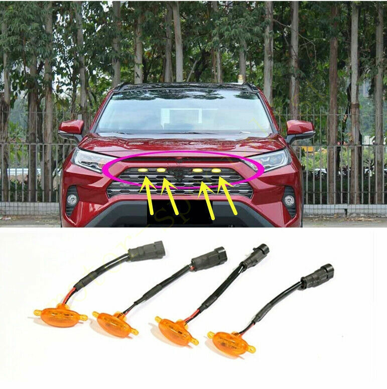 4X Fit for Toyota RAV4 2019-2021 Front Grille LED Light Style Grill Cover Q