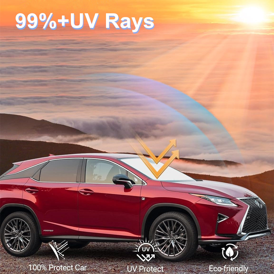 Custom-designed foldable windshield sunshade for 2016-2024 for Lexus RX vehicles. n