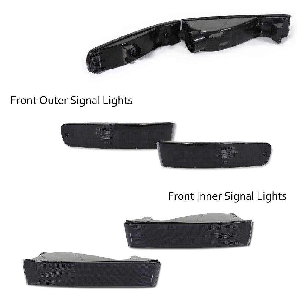 Suitable for 1992-1996 for Honda Prelude COMBO smoked front bumper signal lights [inside and outside]- v