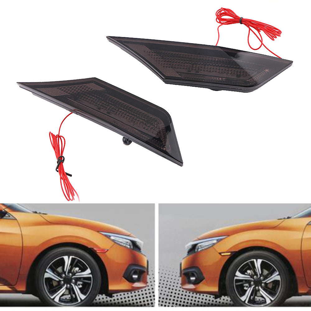 Two smoked turn signal lights with LED bulb markings for Honda for Civic 2016-2018