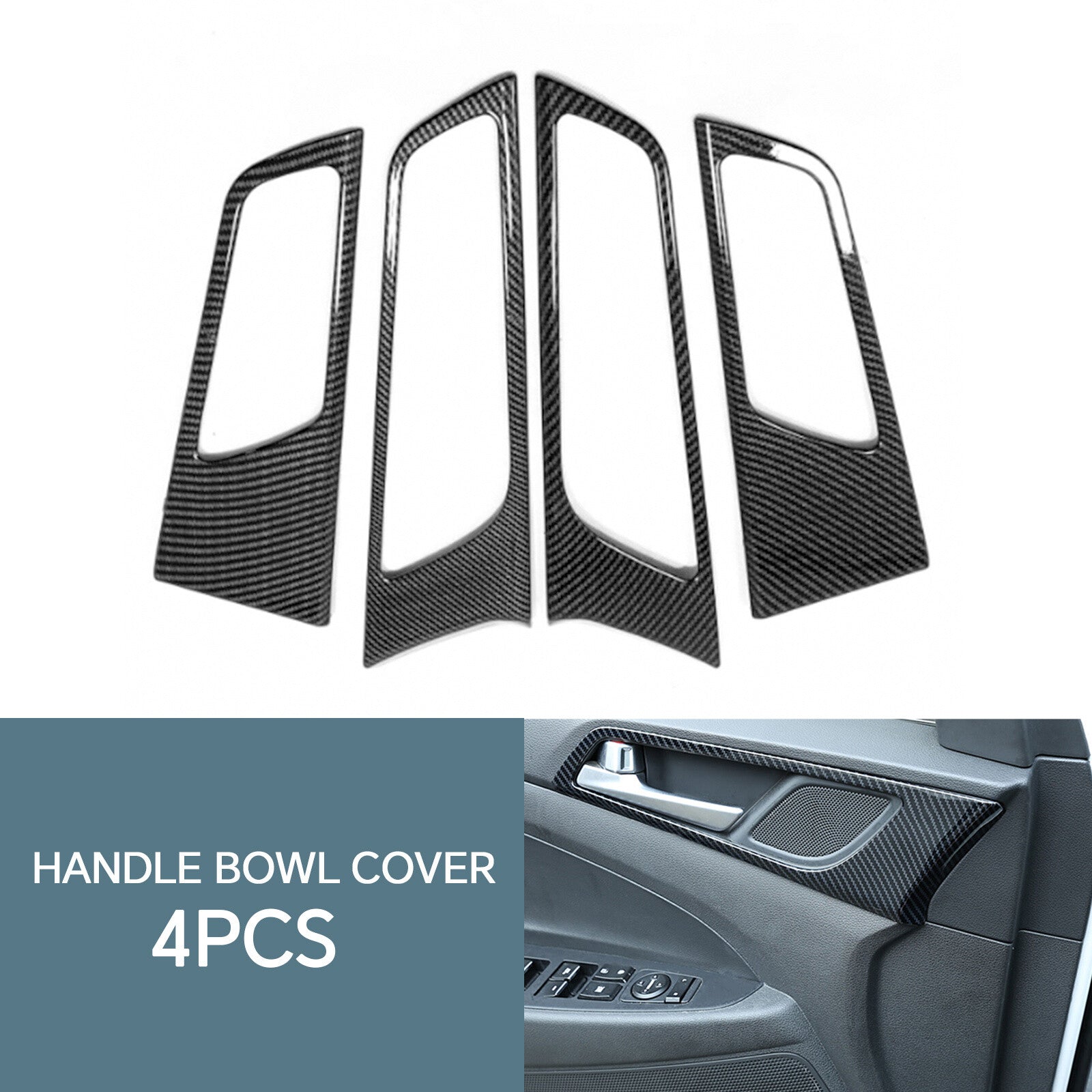for Hyundai for Tucson 16-2021 Carbon Fiber Interior Door Handle Bowl Cover Trim