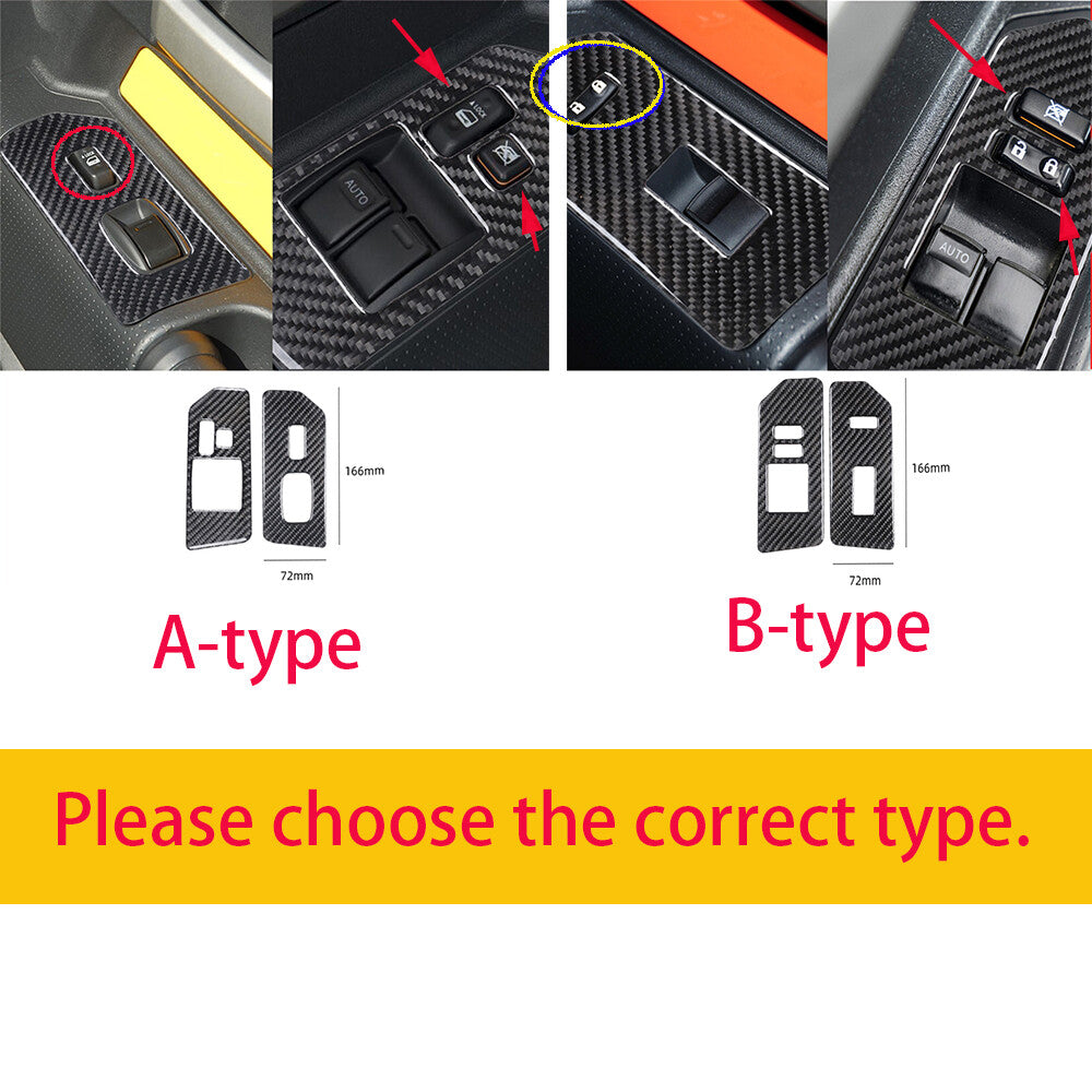 Carbon Fiber Window Lift Switch Button Trim For Toyot@ FJ Cruiser 2007-21 A-type