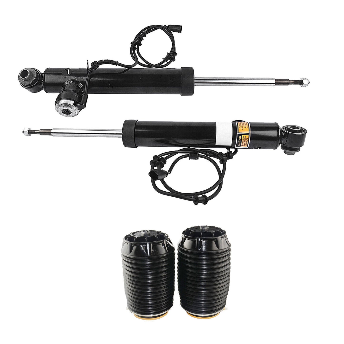 A pair of rear right and left shock absorber struts with electric adjustment for Lincoln MKC 2015-2019.