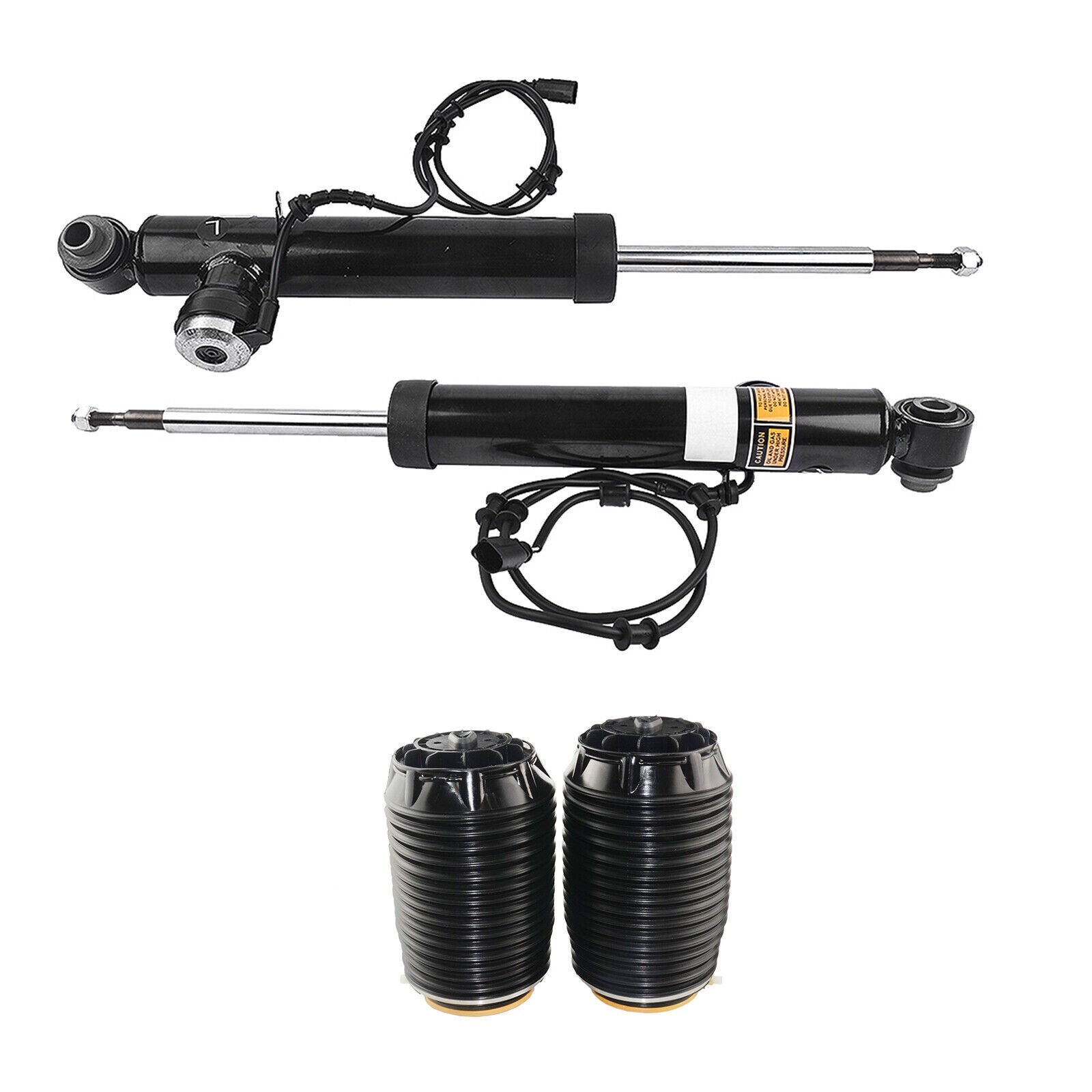 A pair of rear right and left shock absorber struts with electric adjustment for Lincoln MKC 2015-2019.