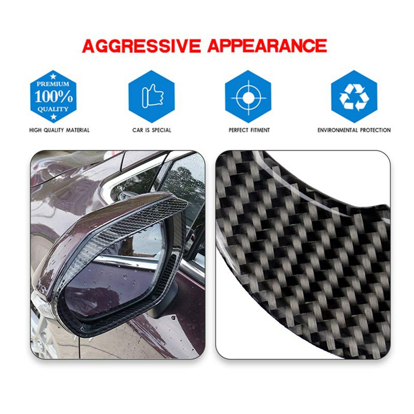 2Pcs For 2018-2021 for Toyota for Camry Carbon Fiber Side Mirror Rain Eyebrow Cover Trim