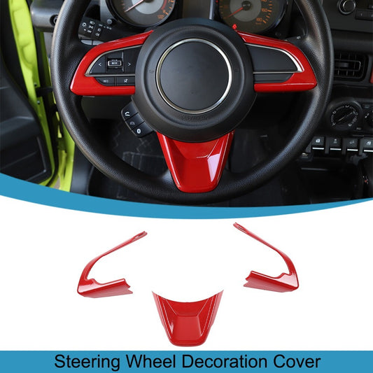 Red ABS Interior Steering Wheel Decoration Cover Trim for Suzuki for Jimny 2019-2023