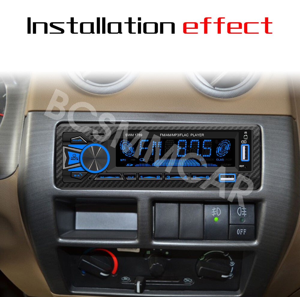 Single DIN In-Dash Bluetooth MP3 USB TF Digital Media Car Radio Colorful Light