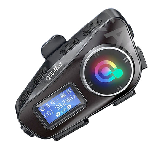 Motorcycle Helmet Bluetooth Headset Riders Music Sharing LCD Display Waterproof Q