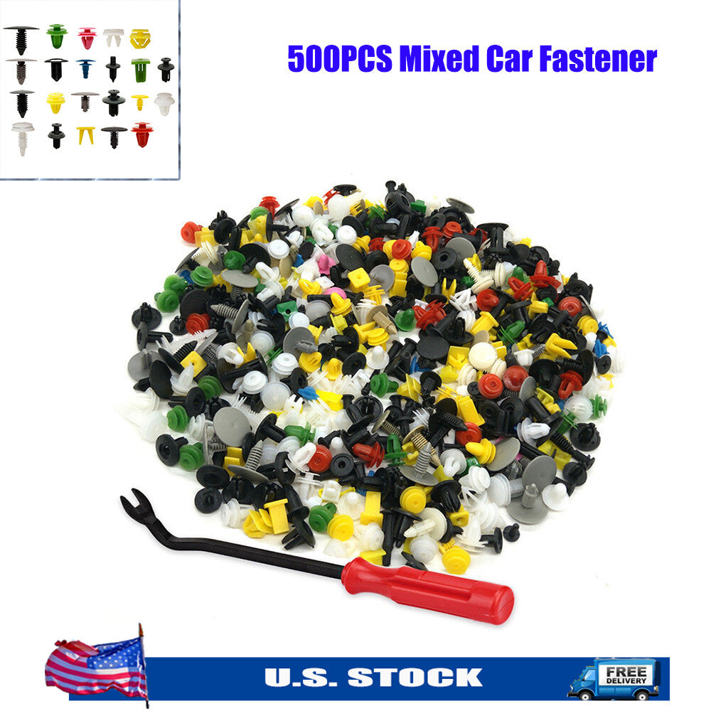 500-piece mixed car fastener set, door bumper fender liner clips, universal, from US inventory - n