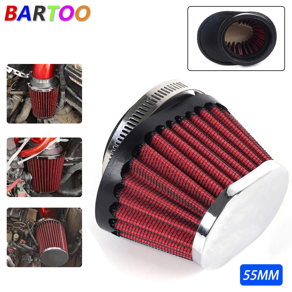 Red 55mm/2.17 Air Filter Cleaner Round Tapered Replacement For Motorcycle Q