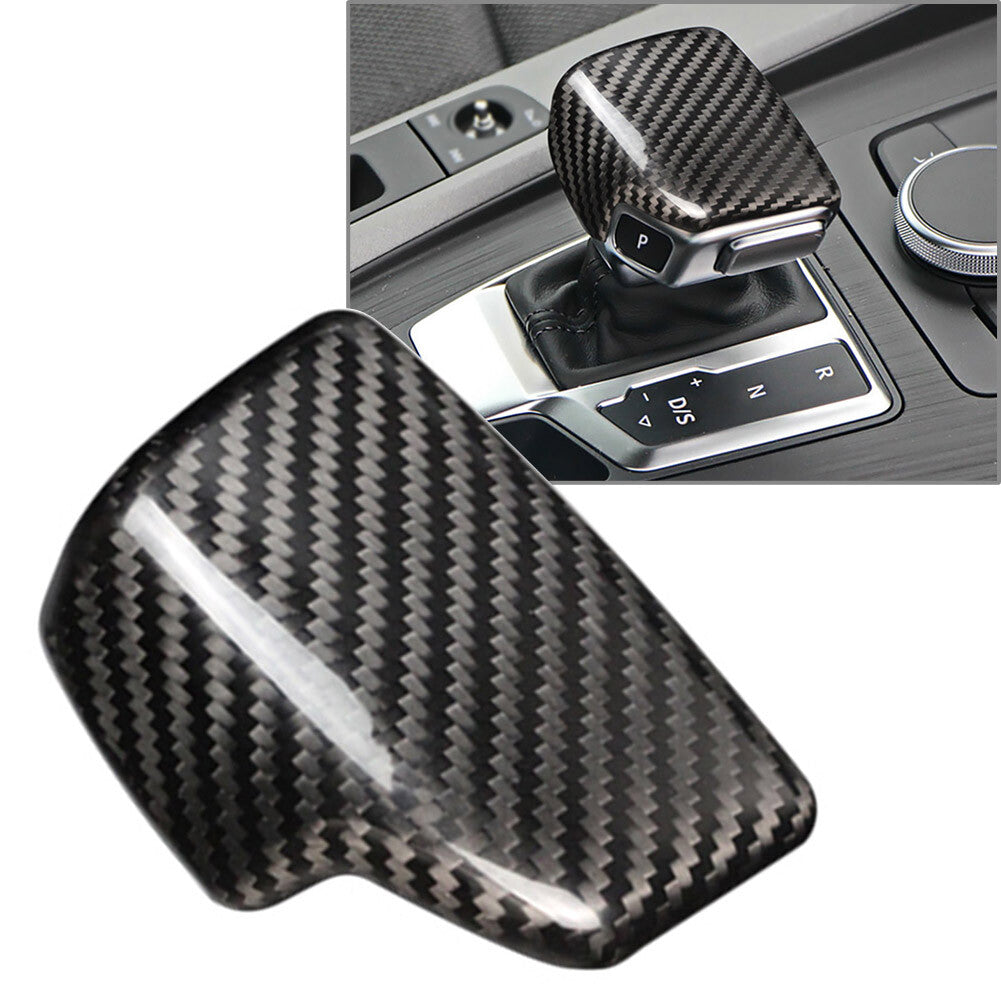 Carbon Fiber Gear Shift Knob Cover Sticker Trim for Audi A4 B9 A5 Q7 2017-18 RHD