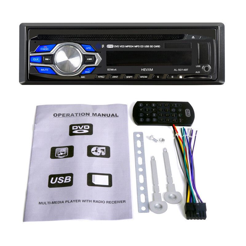 5014bt 1 DIN 12V Car Bluetooth DVD CD Player Control MP3 Audio Radio 60wx4 AUX- n
