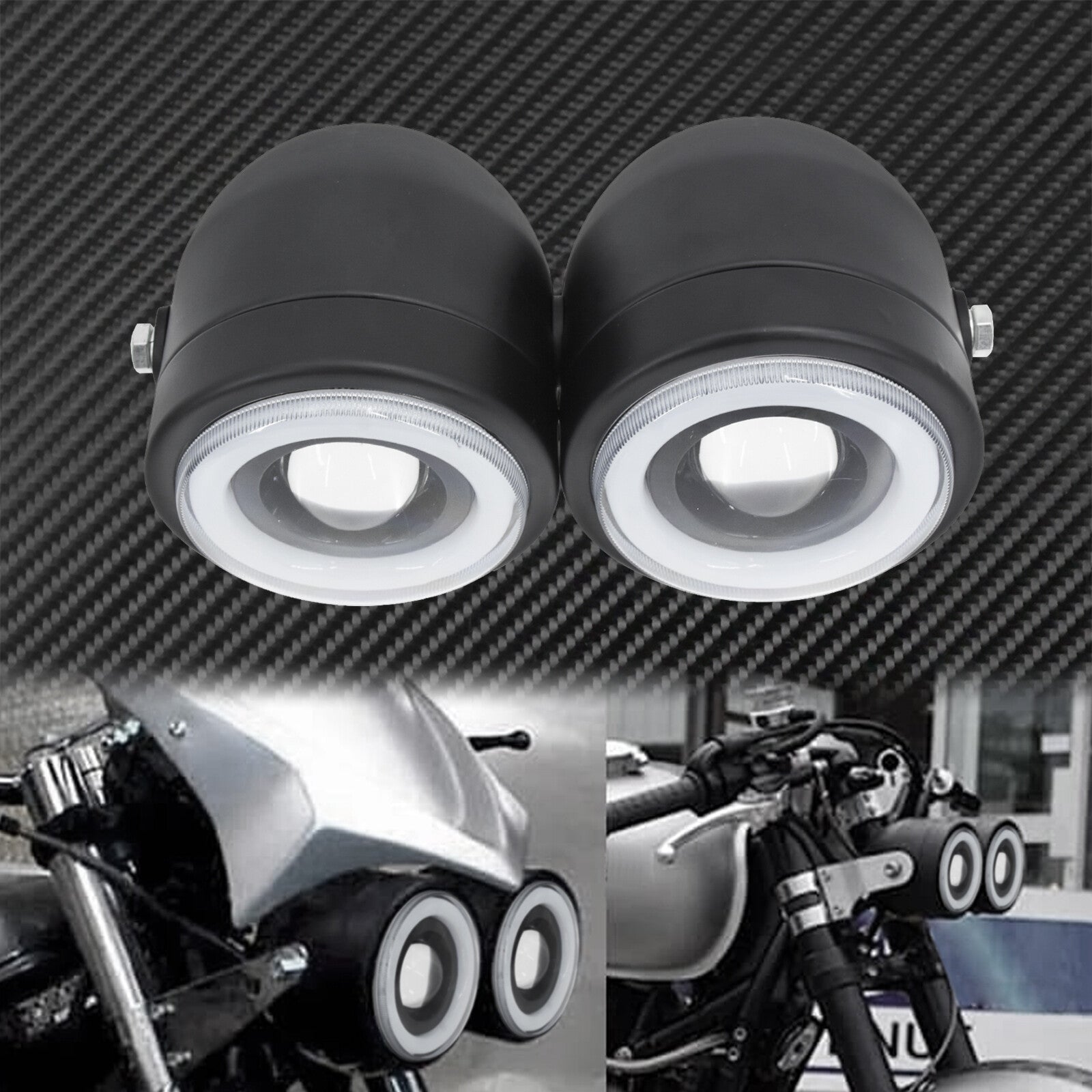 Universal Twin Headlight Motorcycle Double Dual Lamp Fit for Harley XL883 Copper