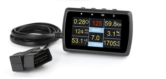 Car HUD OBD OBD2 Gauge Digital Head Up Display Speedometer Fault Code Alarm Temp