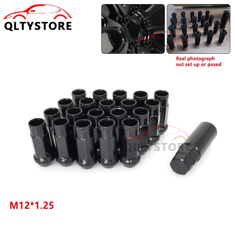 20Pcs M12x1.25 Car 48mm Open End Lug Nut Set Steel Wheel Nut Bolts w/Socket Q