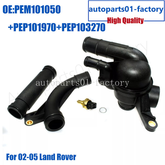 4PCS Coolant Thermostat Housing PipeSensor Kit For 02-05Land for Rover Freelander