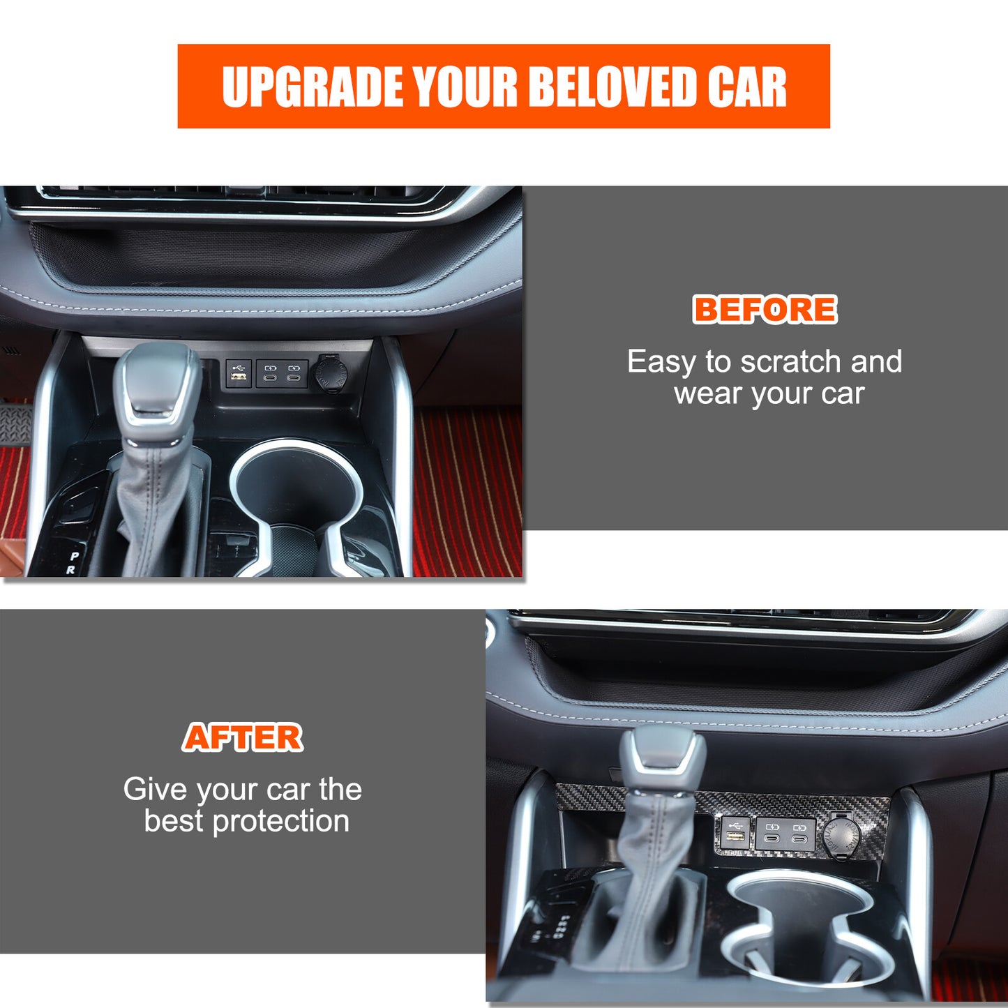 Carbon Center Cigarette Lighter Panel Decor for Highlander 2024-25- n