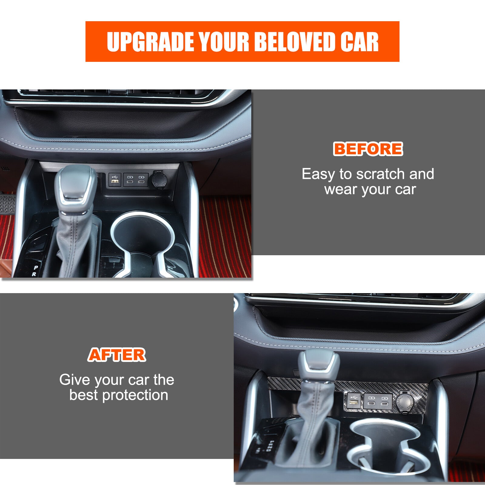 Carbon Center Cigarette Lighter Panel Decor for Highlander 2024-25- n