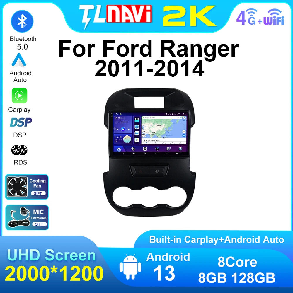 For Ranger XLT 2011-2014 Android CarPlay GPS Head Unit Car Radio Player Screen