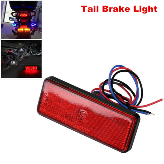 Universal red rectangular truck/motorcycle RV LED reflector tail brake stop light - n