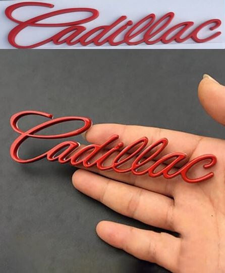 2-Piece for Cadillac Car Trunk Badge Boot Badge Metal Sticker Lettering Matte Red