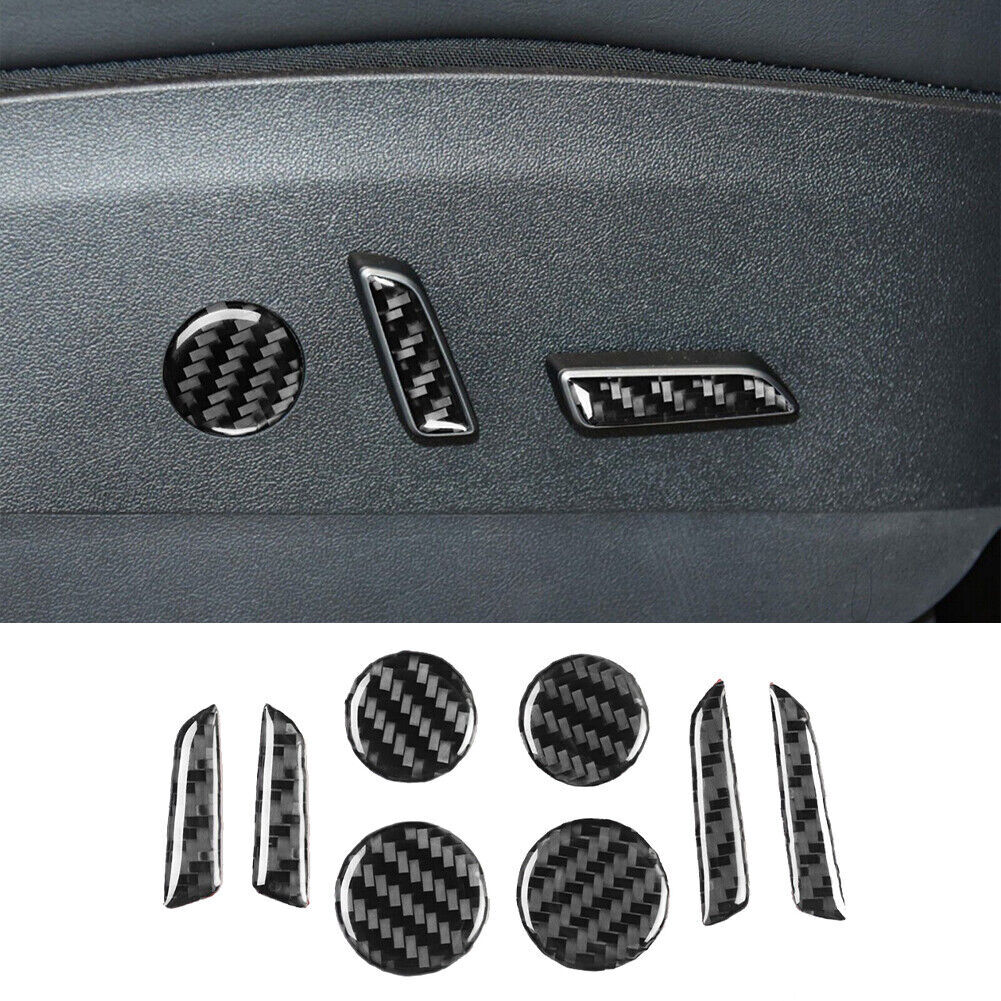8-piece set of carbon fiber interior for seat adjustment button cover trim for Model 3/Y- n